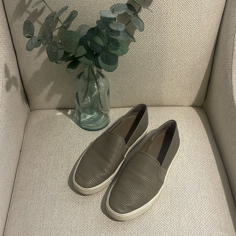 VINCE Perforated Leather Slip-On Shoes